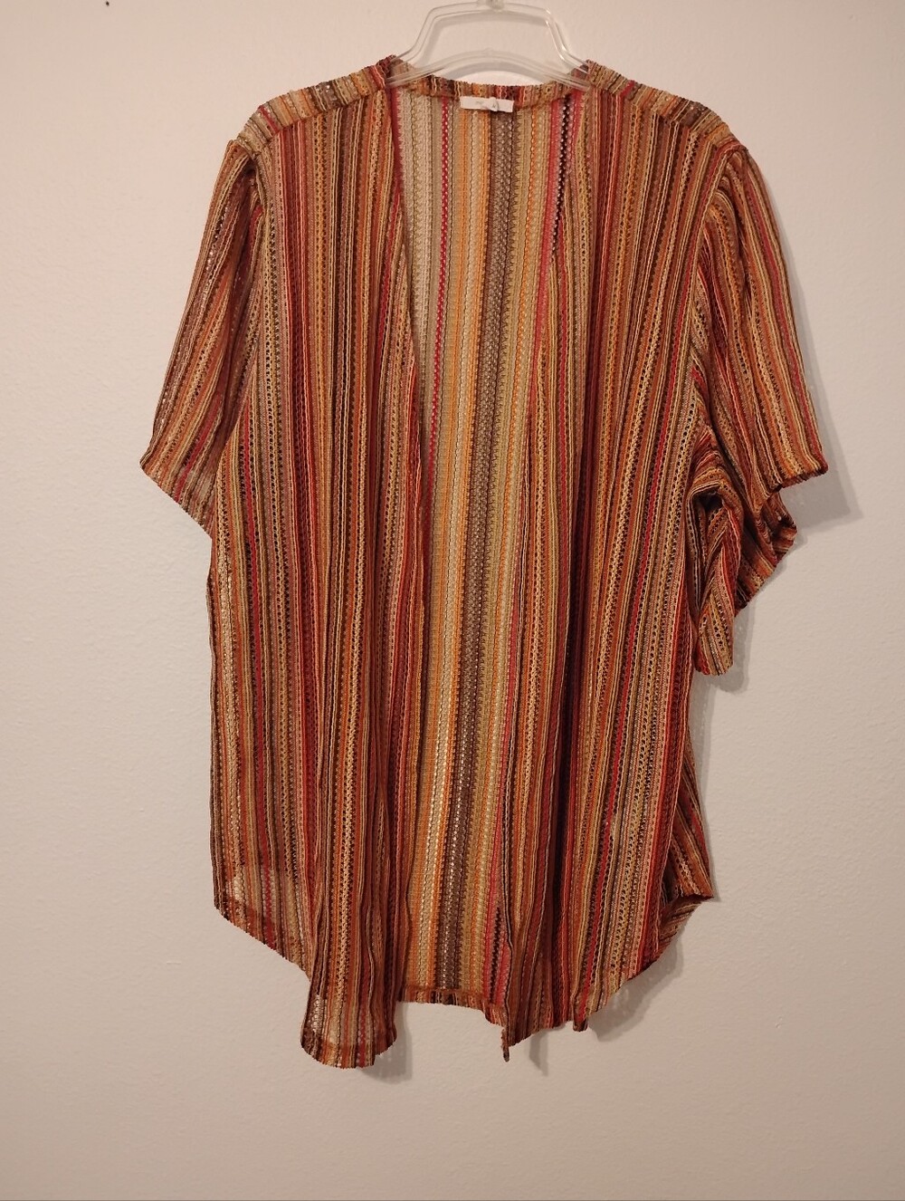 Maurices Multicolor Striped Knit Crochet Swim Cover Up Cardigan
